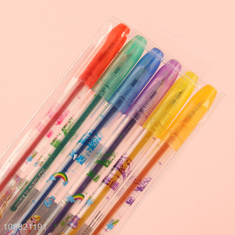 Good quality 6 colors glitter gel pens for journaling