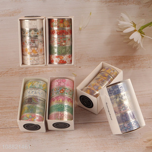 Wholesale 4 rolls floral washi paper <em>tape</em> set for gift wrapping