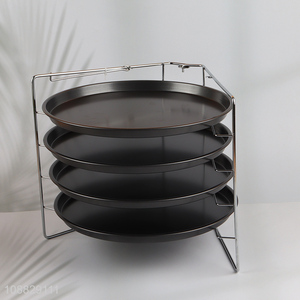 Wholesale round non-stick carbon steel baking pan set with rack