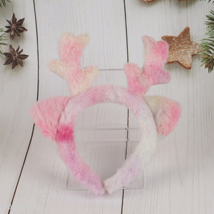 New product colorful fluffy <em>Christmas</em> headband reindeer antler hair hoop
