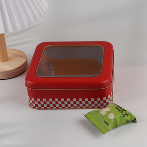 New product square metal tin <em>cans</em> tin containers with clear lid