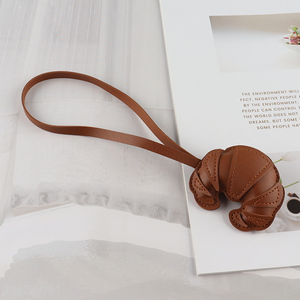 China Imports Croissant Keychain Pendant PU Leather Bag Charm for Handbag <em>Backpack</em>