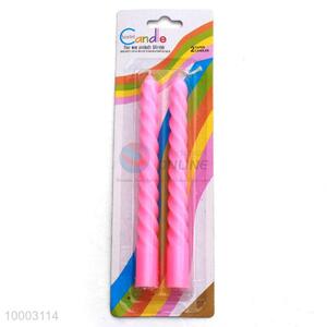 2pc pink Christmas screw thread candles