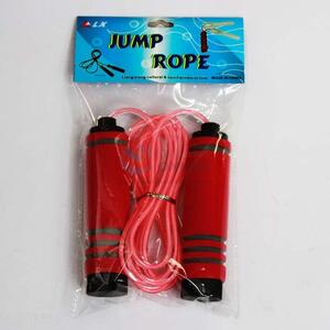 Red Cotton Cover Handle Transparent Skipping Rope