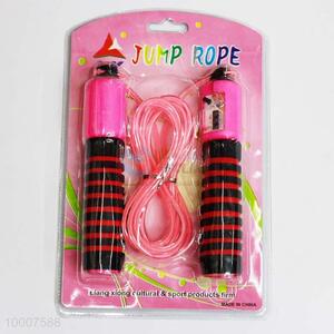 Pink&Black Tranparent Skipping Rope With Cotton Cover Handle