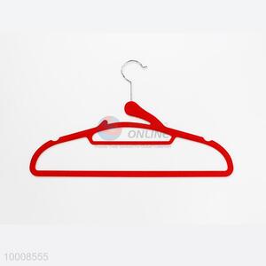 Wholesale High Quality Red Plastic Clothes Hanger With Flocking