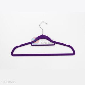 Wholesale Household Purple Plastic Clothes Hanger With Flocking