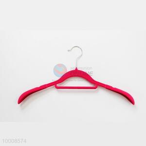 Wholesale Household Rose Red Plastic Clothes Hanger With Flocking