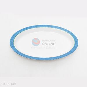 Wholesale White Round Plastic <em>Salver</em> With Blue Border