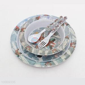 Wholesale 4PCS Children Cartoon Tableware Set (Bowl Plate Spoon Fork)