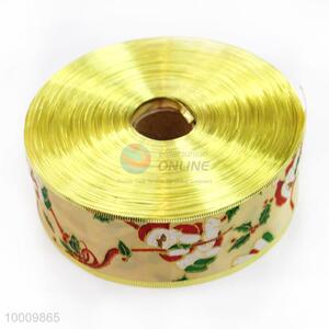 Wholesale Father Christmas Satin Ribbon With Gold Border
