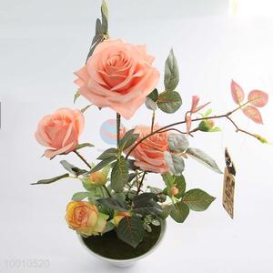 High Quality Artificial Rose Flower Bonsai Fake Plants