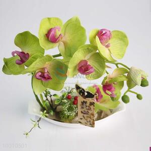 Wholesale Handmade <em>Artificial</em> Flower Green Orchid Bonsai Desk Home Decoration