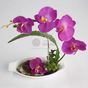 Facotry Wholesale Purple <em>Artificial</em> Flower Bonsai Set of Butterfly Orchid