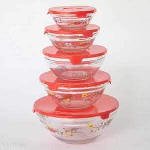 Wholesale 5pcs Flower Print Glass <em>Bowl</em>