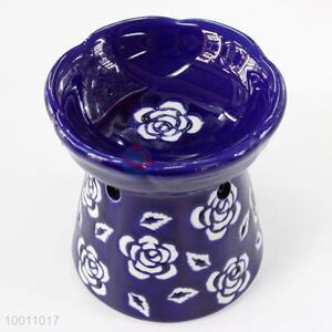 Unique Print Ceramic Incense Oil Burner Dark Blue