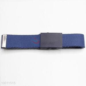 Navy Blue Plain Webbing Belts Waistband Buckle for Men/Women