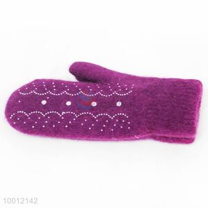 New 2015 Purple Thicken Warm Practical Gloves Unisex Winter Gloves