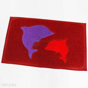 Red anti-slip door mat with dolphin