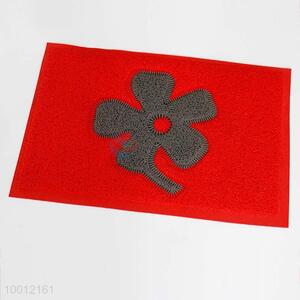 Red flower pattern door mat