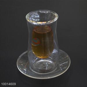 Hot sale  New Arrival Good Price Drinking Glass Straight Cup With Plate