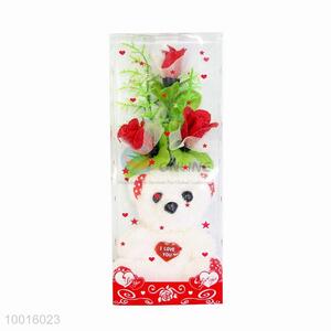 Whloesale Little Rose Artificial Flower with Bear
