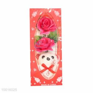 Wholesale Peach Monthly Rose Artificial Flower with Bear For Wedding