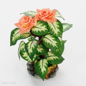High Quality Pink Rose Artificial Flower Simulation Bonsai with Unique Pot