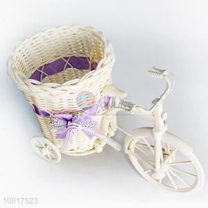 Romantic New Style Ratten Basket With Carriage For Decoration
