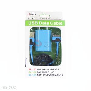 High Quality Blue USB Data Cable For IPAD/4G/3GS with Plug