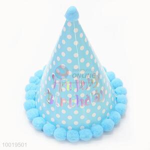Sky-blue Winter Paper Party Hat for Birthday Decoration