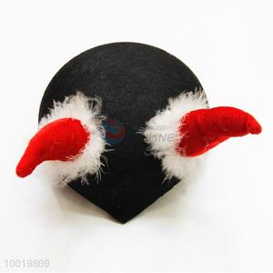 Black Cartoon Party Hat with Red Ox Horn
