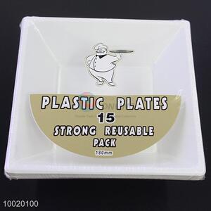 Disposable 10 Inch White Square <em>Plates</em> Set of 15pcs