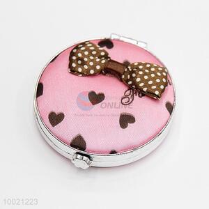 Round bowknot mini portable cosmetic mirror