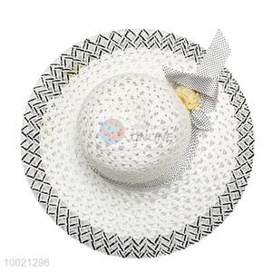 Beautiful White Summer Beach Sun Hat for Women