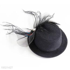 Elegant black non-woven fabrics hat with mesh bow decoration