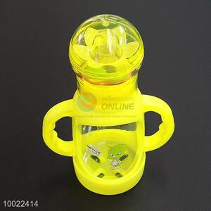 150ml Hote Sale Yellow Feeding-bottle with Rabbits and Balloons Pattern, Silicone Nipple PC Bottle