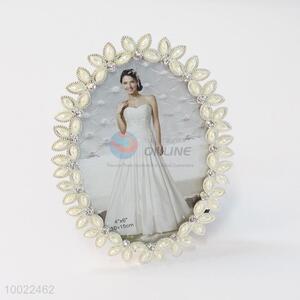 White oval pearl&dimond photo frame