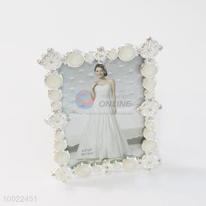 White 3.5*5 inch flower&diamond photo frame