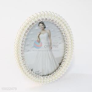 Pearl&diamond oval photo frame