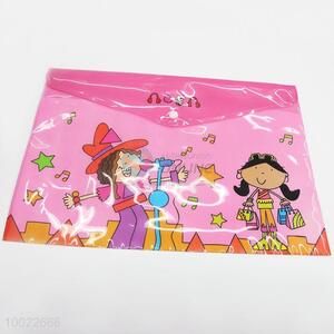 Children Pink Cartoon File bag PE Pockets