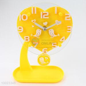 Yellow Swinging Alarm Clock Shaped in Heart,Used in Bedroom
