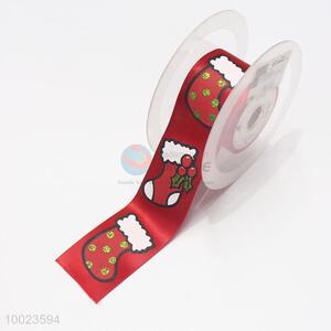 Hot Sale High Quality 2.5CM Christmas Stocking Print <em>Ribbon</em>