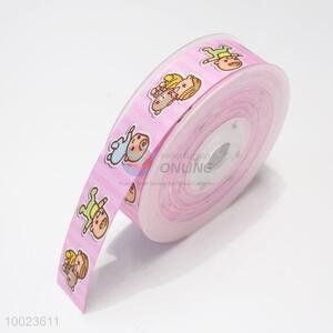 New Arrival Hot Sale High Quality 2.2CM Pink Baby Pattern Print Ribbon