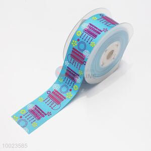 Hot Sale High Quality 3.8CM Birthday Cake Print Blue Color <em>Ribbon</em>