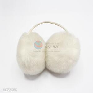 White warm faux rabbit hair earmuff