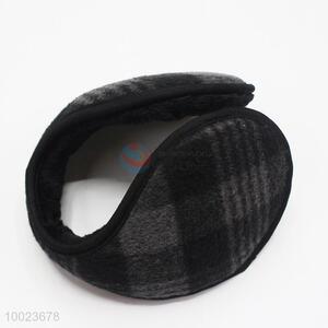 Men gray grid earmuff for winter