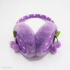 Purple dot pattern earmuff with cherry