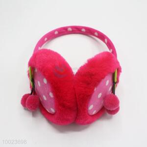 Rose red dot pattern earmuff with cherry for children
