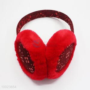 Hot sale winter warm red paillette earmuff for ladies